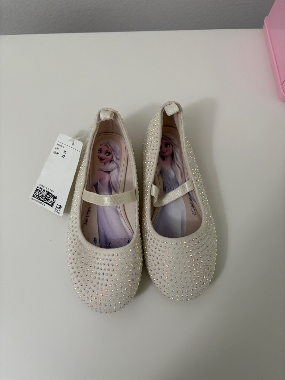 H&M Girls' Ivory/Champagne Sparkle Ballet Flats with Elsa Insole
